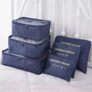 6 pçs conjunto de saco de armazenamento de viagem para roupas arrumado organizador guarda-roupa mala bolsa unisex multifuncional embalagem cubo saco kit viagem