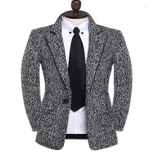 Мужские тренчи, серая тонкая одежда, мужское пальто средней длины Casacos Masculinos, модная шерстяная верхняя одежда, зимняя мужская шерстяная куртка в горошек