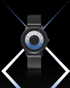 Наручные часы EUTOUR E040, новинка, магнитные часы для мужчин и женщин, стальной ремешок с шариком, указатели, кварцевые часы для мужчин, синие модные пары