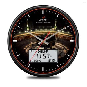 Wall Clocks Al Fatiha Islamic Prayer Azan Clock Hijri Calendar Qibla Compass Large LCD Athan Sound Remind Multi-languages