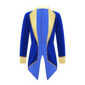 Jackets Kids Tuxedo Coat Halloween Long Sleeves Lapel Collar Tailcoat Jacket Girls Roleplay Party Performance Ringmaster Circus Costume 230927