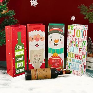 100 шт./лот, подарочный пакет для красного вина, сумка с рождественским узором, бутылка красного вина с ручкой, сумка для фестиваля, прямоугольные бумажные пакеты