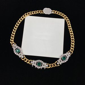 Tam Elmas Emerald Kolyeler Tasarımcı Mektubu Kolye Kolye Yüksek Kaliteli Çift Alfabe Rhinestone Metal Zincir Saray Stili J329L