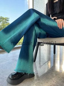 Jeans pour femmes Taille haute Jeans droits Denim Pantalon Tie Dye Bleu Vert Dégradé Contraste Mode Esthétique Harajuku Streetwear Casual Y2k Tissu J230928