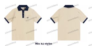 Xinxinbuy erkekler tasarımcı tee tişört 24ss polo çift harfli nakış cep kısa kollu pamuk kadın siyah s-2xl