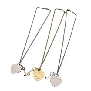 Ожерелье Tiffanyes, дизайнерское женское оригинальное качество, подвеска в форме сердца с любовью, ювелирный ключ для женщин, золото/серебро/роза с полным пакетом брендов в качестве рождественского подарка, ювелирные изделия