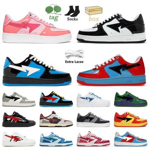 Mit Box Top Qualität Designer Sta Sk8 Schuhe Damen Herren Casual Low Flat Trainer Farbe Camo Combo Rosa Grün Schwarz Weiß Lackleder Camouflage Plateau Sneakers