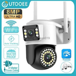 CCTV Lens UTOOEE 4K 8MP Dual Lens PTZ Wifi Camera Dual Screen AI Human Auto Tracking 4MP Security CCTV Video Surveillance Camera Yoosee YQ230928