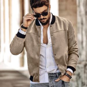 2023 Amazon Herbst/Winter Wildleder Stehkragen männer Taste Strickjacke Jacke Lässige Mode Amerikanischen Stil Mantel Männliche Oberbekleidung