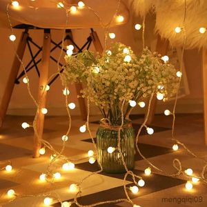 Рождественские украшения USB Power LED Ball Garland Fairy Lamp Outdoor Light Warm Colorful Christmas Wedding Party Decor Room DIY Decoration