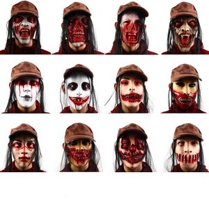 Party Masks Halloween Bloody Scary Masks Adult Zombie Monster Mask Latex Party Half Face Carnival Masquerade Party Costume Props 230927