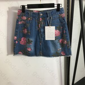 Çiçek Baskı Seksi Denim Etek Kadın Moda Paket Kalça Etek Yüksek Bel Geniş Bacak Denim Şort Miniskirt