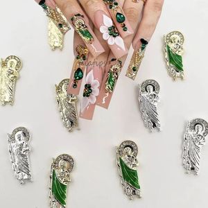 Decorazioni per unghie 10pz Charms per unghie 3D San Judas Luxury Metal Nails Art Charm Placcato in oro Strass Cristallo Fai da te Accessori per la decorazione del manicure 230927
