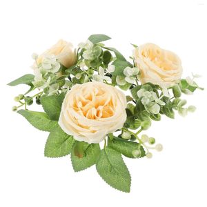 Dekoratif çiçekler düğün masa dekorasyon çelenk sütunlar kış yüzük yapay halkalar mumlar ipek çiçek parti yaprak çelenkler çiçek