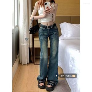 Damen Jeans American Vintage Micro Flare Frauen Hohe Taille Gerade Hosen Lose Boden Trailing Y2K Kleidung Denim Großhandel