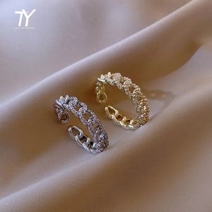Alyans Lüks Zirkon Twist Tasarım Altın Silyel Renk Yüzüğü Kadın Moda Kore Mücevherleri