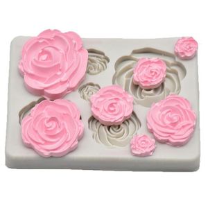 Molde de silicone de flor de rosa, molde para fondant, ferramentas de decoração de bolo, ferramenta de chocolate, raspador de cozimento de cozinha 1pc228j