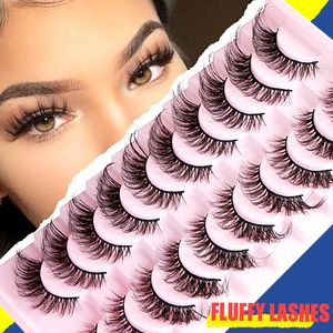 Makeup Tools Cat Eye Lashes 10 Pairs Natural Fluffy Messy False Eyelashes Dramatic Tapered Foxy Faux Mink Lashes Wholesale Faux Cils Makeup 221231