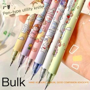 6pcs/set Press Knife Pens Cartoon Bear Art Utility Pen Paper Cutting Tool Craft Tools Precision Sticker Cutter Suppl