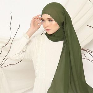 Шарфы роскошные вышивающие шифона шифоновые шарф Шали Женщины мусульманские хиджабс Хвоный платок обертывание макси -повязки турбаны сплошной бандана Бандана