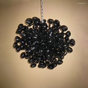 Lampadari Lampade a sospensione Produttore Negozio diretto Vetro di colore nero Lampadario soffiato a mano Luci 80 80cm Decorazione di arte moderna