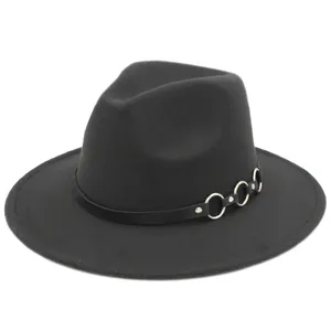 Classic Fedora Hats for Men & Women Wide Brim Panama Cap with O Rings Leather Belt