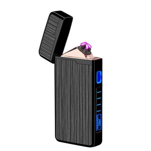 Wholesale Electric Lighter Dual Arc Windproof Flameless Lighter With LED Power Display USB Touch Metal Plasma Lighters Portable Men's Gift