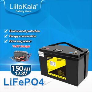 LiitoKala 12.8V 150Ah Lifepo4 pil paketi 12V150Ah lityum demir fosfat derin sirkülasyonlu deniz motoru invertörü için pil 14.6V AAA şarjlı