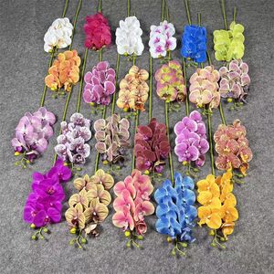 7 tomurcuk yapay phalaenopsis çiçekler düğün centerpieces dekorasyon 22 renk 3d gerçek dokunmatik simülasyon Phalaenopsis ev dekor