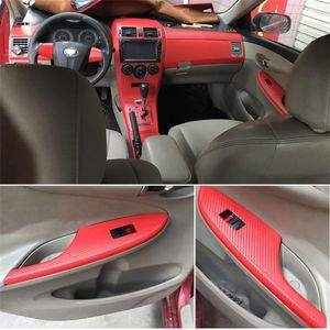 Toyota Corolla 2007-2013 için İç Merkezi Kontrol Paneli Kapı Kolu 3D 5DCarbon Fiber Etiketler Çıkartmaları Araba styling Accessorie242t