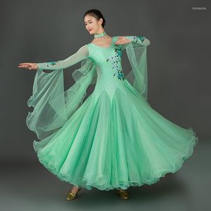 Сцена Wear Big Swing Green Ballroom Dance Sware с стразами Waltz Social Rumba Costumes Ball Plow