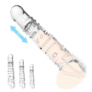 Extensions Penis Sleeve Extender Delay Ejaculation Reusable Soft Flexible Enlarger Cover Adults Sex Toys for Men Dick OAVD