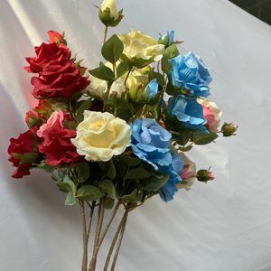 Künstlicher Blumenstrauß aus weißer Seide, 6 Knospen, Kunstblumen für Hochzeit, Heimdekoration