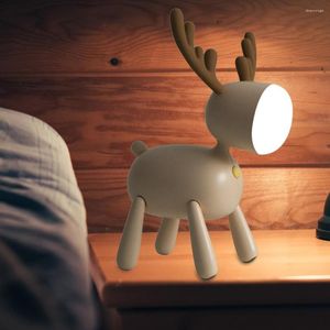 Gece Işıkları Sevimli Elk Çocuklar Gece Işığı Öğrenci Hediyesi Led Yaratıcı Mini Masa Işık Göz Koruma Ev Süsleme Bebek Çocuk Yatak Odası Dekor