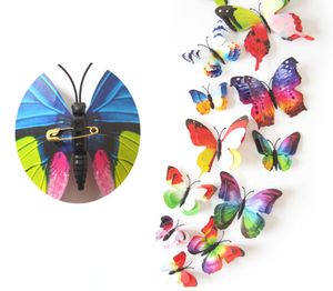 En son dekoratif çıkartmalar üç boyutlu duvar macun simülasyonu kelebek çift kelebek mıknatıs Destek özel logosunu seçmek için birçok renk