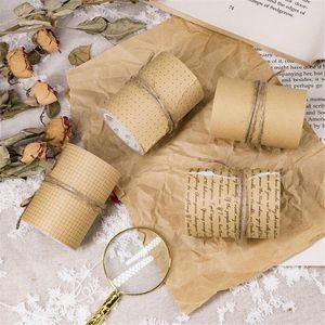 Hediye sargısı 6cm genişliğinde dergi Kraft Paper Grid Washi Bant Yapıştırıcı DIY Scrapbooking Çıkartma Etiket Maskeleme