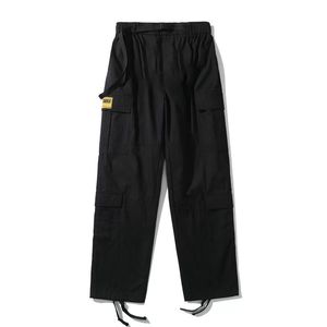 Erkek pantolonlar erkek sokak kıyafeti hip hop pantolon sıradan askeri retro çoklu cepler düz siyah moda tarzı pantolon desen pamuk rahat pantolon