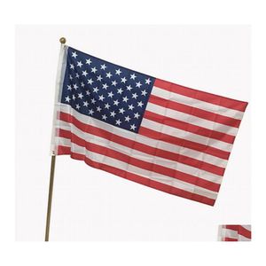 Баннерные флаги американский флаг 3x5 футов Higt Качественные нейлоновые вышитые звезды сшитые полосы прочные латунные натулки. Доставка сада в саду Dhl9h