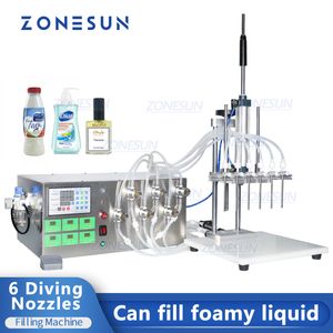 Zonesun 6 Enjekte edilebilir Nozullar Sıvı Doldurma Makinesi Elektrikli Yarı Otomatik Esansiyel Yağ Parfüm Suyu Manyetik Pompa Dolgu
