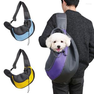 Köpek araba koltuğu taşıyıcı sapanları kaplar eller ücretsiz yan evcil hayvan askı tote, küçük kedi sırt çantası için nefes alabilen örgü kese ile