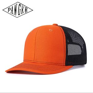 Snapbacks PANGKB Brand Blank Orange Cap summer solid mesh breathable sports baseball hat adult travel cycling trucker cap gorras 0105