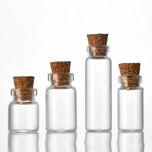 100pcs 0.5ml 12x18mm Sıcak moda küçük ambalaj şişesi sevimli mini dilek Cork Durdur Cam Şişeler Flakonları Jars 1ml 2ml 3ml 5ml Net Kaplar