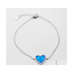 Cazibe bilezikler walerv kadın moda renk bilezik kalp şekli gerçek katı kristal mavi ateş opal el zinciri 1720cm damla teslimat Yahudi dhv80