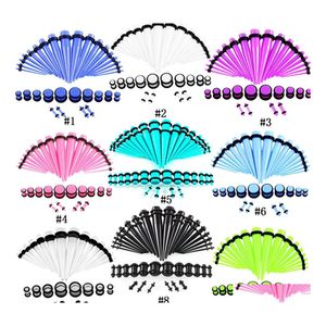 Plugs Tunnels 36Pcs/Lot Acrylic Ear Gauge Taper And Plug Stretching Kits Mixed Color Flesh Expansion Body Piercing Jewelry Gift Dr Dhex1