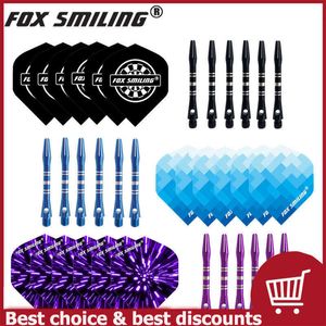 Darts Fox Smiling 41mm Aluminium Dart Shafts And Darts Flights Set Dardos Feather Leaves Dart Accessories Set For Dartboard Games 0106