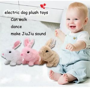 Yeni tasarım yumuşak sevimli etkileşimli oyuncak elektrikli tavşan bebek doldurulmuş hayvan peluş oyuncaklar 0106