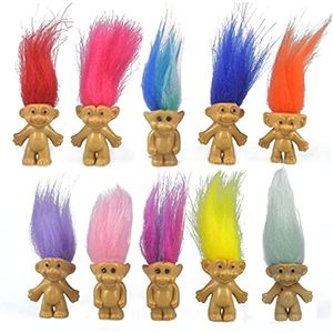10 pçs Mini Troll Dolls Brinquedos PVC Vintage Trolls Boneca da Sorte Figuras de Ação Toppers de Bolo Cromáticos Adoráveis Coleção de Garotos Bonitos Artes Artesanato Favores de Festa