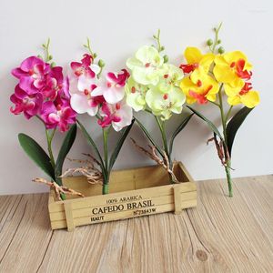 Flores decorativas 1pc Real Touch Mini Orquídea Cabeça de Flores Artificiais para Decoração de Partidas Casa Passo de Plantas Falsas Decorações