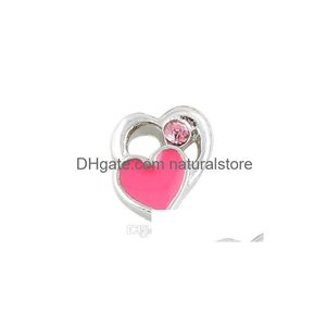 Charms 20pcs/Lot Pink Heart сплав плавающий медальон подходит для Diy Magnetic Glass Living Memory Лучшие подарки выводы выводы ювелирных изделий Dhigf