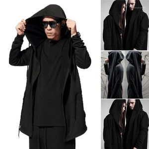 Erkek Ceketler Erkek Moda Moda Siyah Palto Uzun Kollu Kapşonlu Pelerin Ceket Vintage Cadı Cape Sıradan Katı Haltan Şık Sokak Giysesi